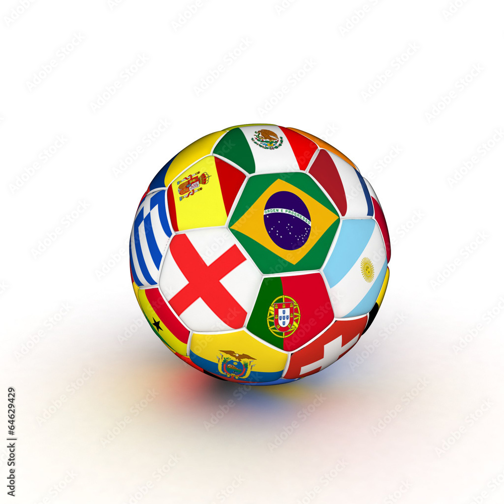 Obraz premium 3d soccer ball with flags