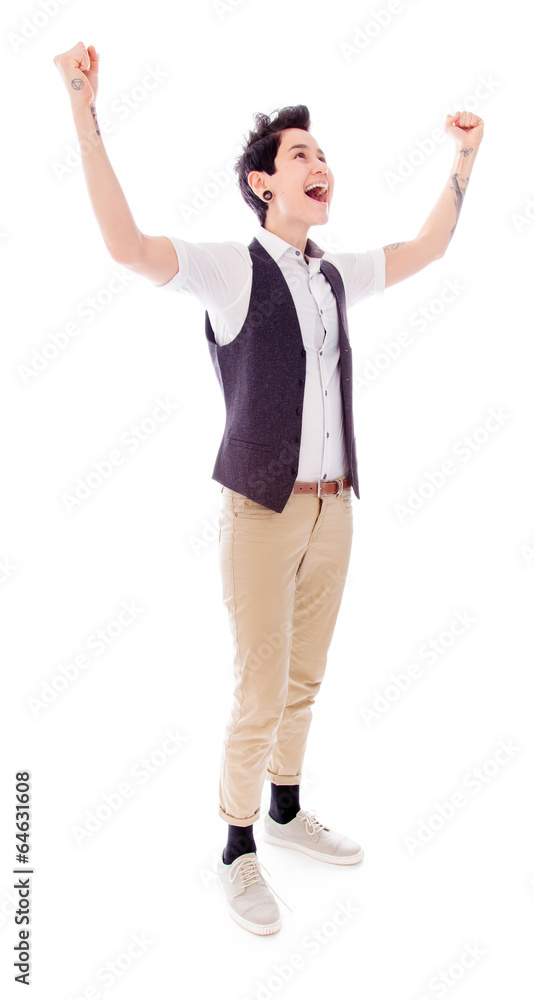 Young woman celebrating success Young woman celebrating success