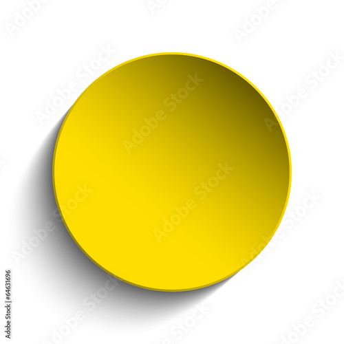 Yellow  Circle Button on White Background