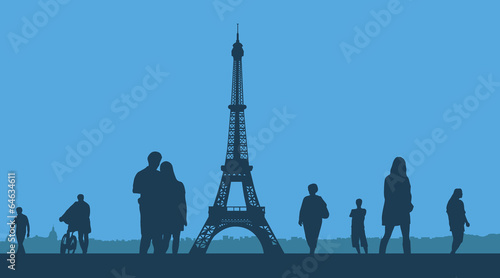 Paris. The Eiffel Tower on a blue background.