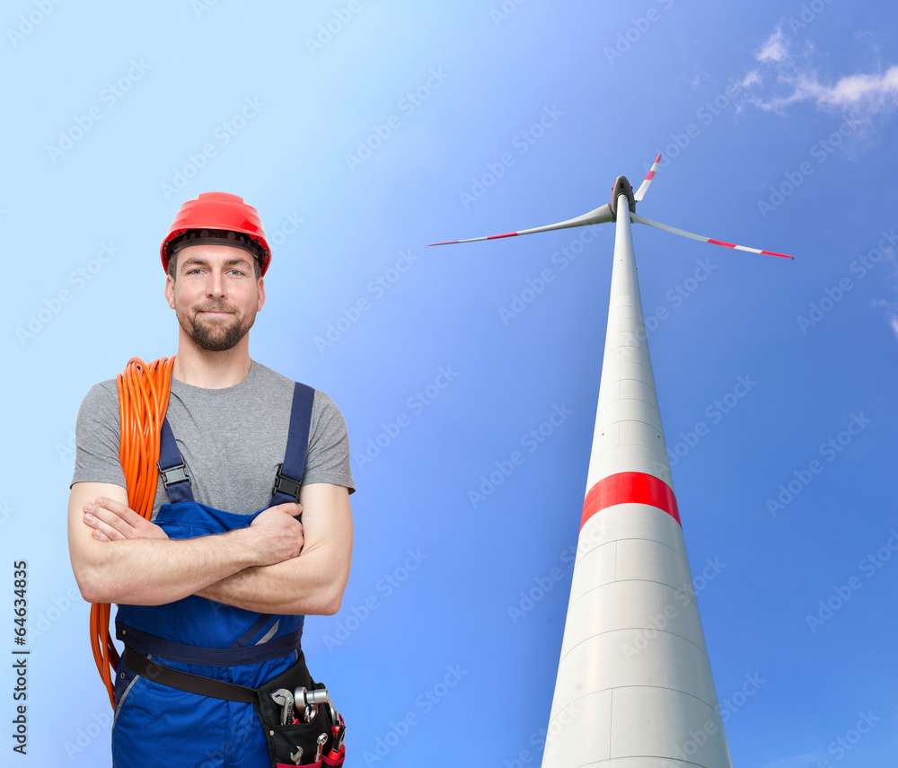 Monteur für Windkraftanlagen // Workers for wind turbines StockFoto Adobe Stock