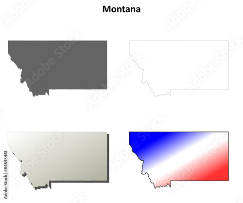 Montana blank outline map set