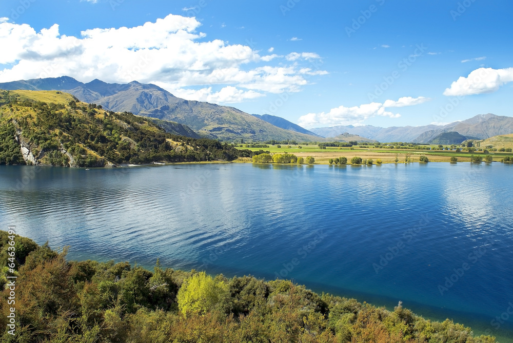 landscape with lake in the south of New Zealand