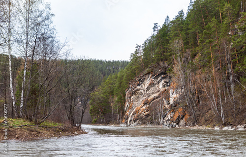 Ural nature on the river Inzer, South Ural region, Russia