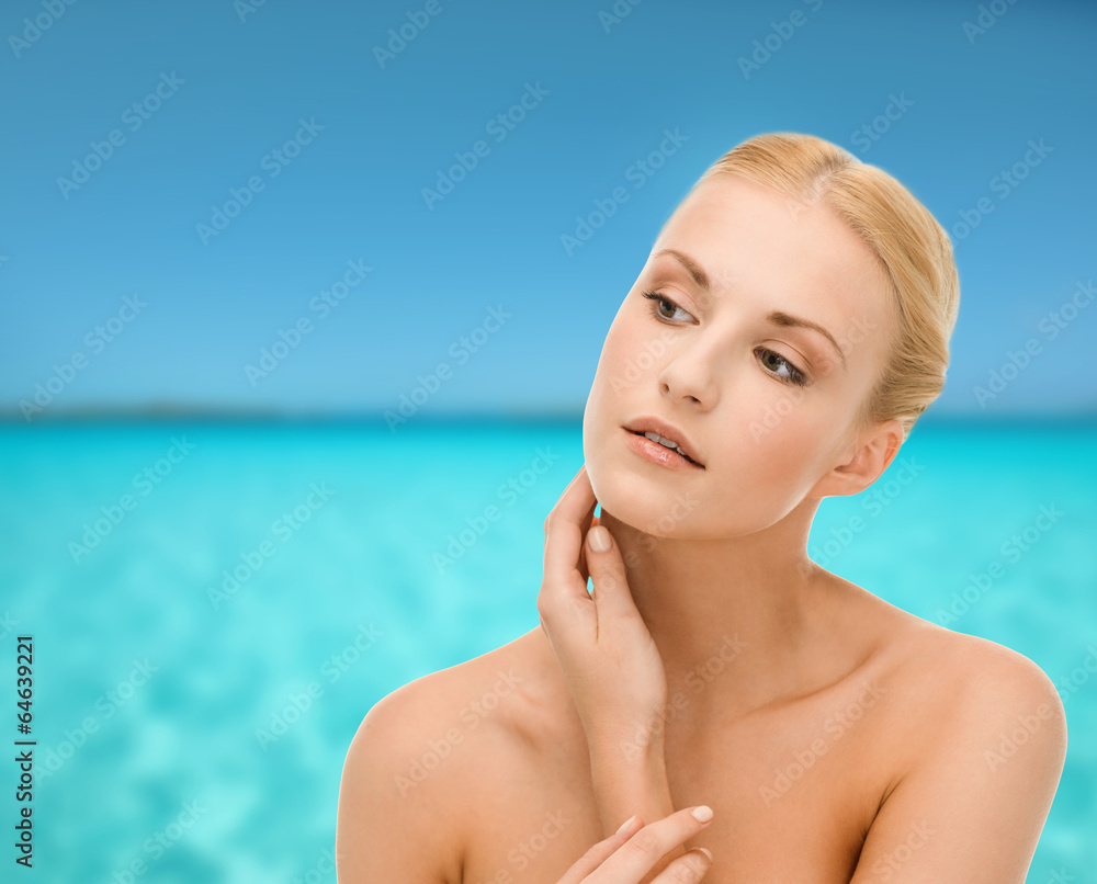 beautiful woman touching her face skin beautiful woman touching her face skin