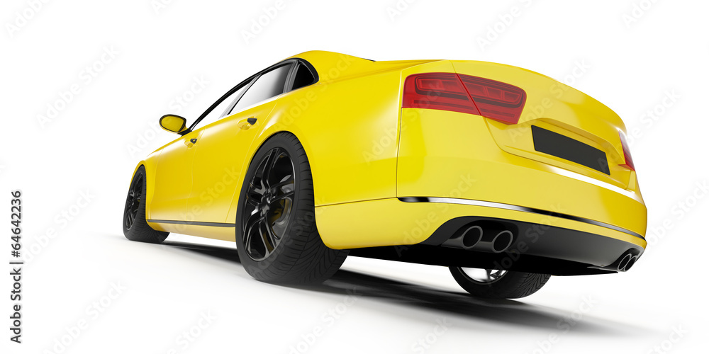 3d rendered illustration of a yellow sport sedan 3d rendered illustration of a yellow sport sedan