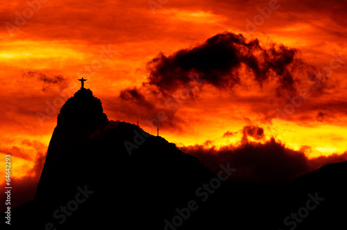 Corcovado Mountain with Christ the Redeemer on Sunset © Donatas Dabravolskas