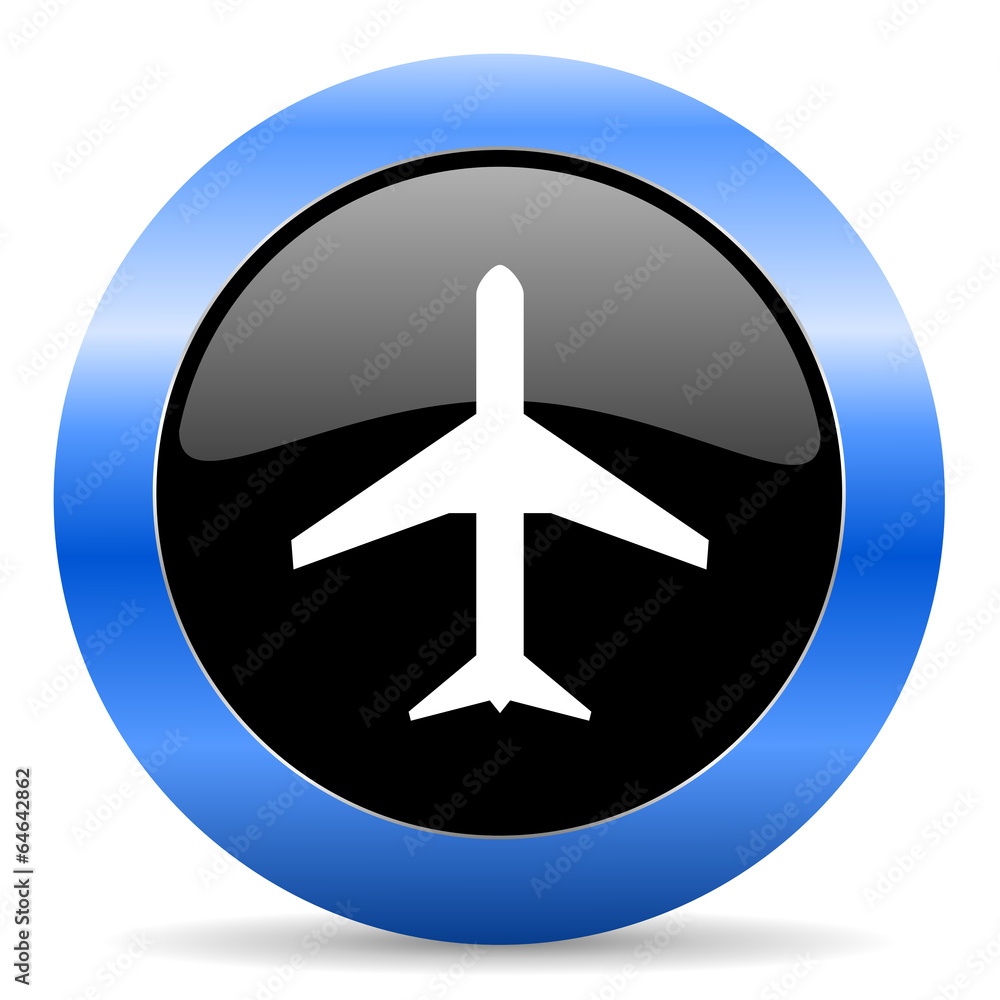 plane blue glossy icon plane blue glossy icon