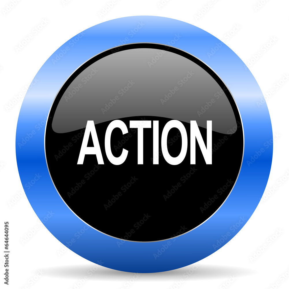 action blue glossy icon