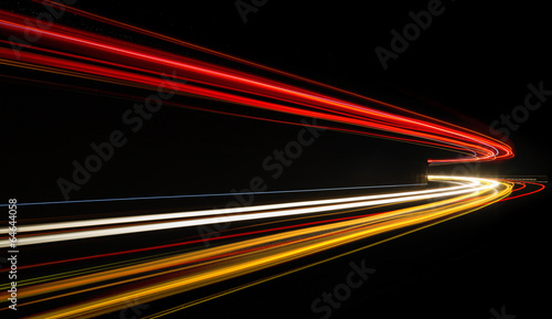 Car light trails in the tunnel. © Petkov