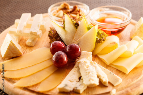 cheese plate with grapes