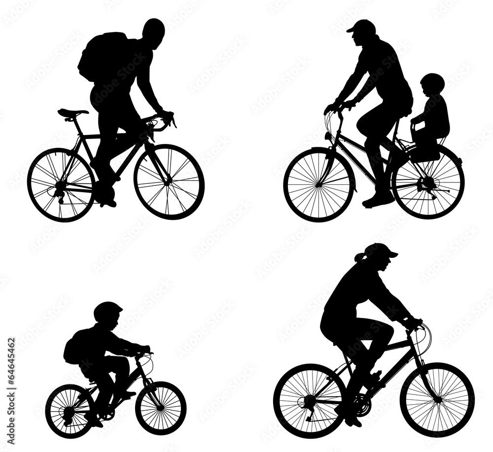 Recreational Bicyclists Silhouettes Vector Stock Vektorgrafik Adobe Stock