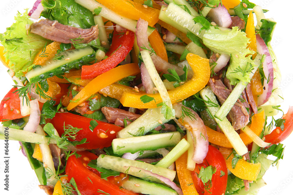 Beef salad on plate close up Beef salad on plate close up