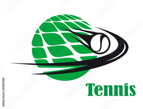 Tennis ball speeding across a net
