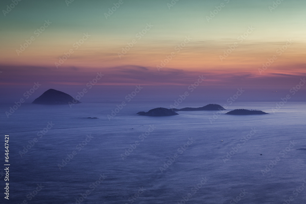 Sunset over Rio de Janeiro islands, Brazil