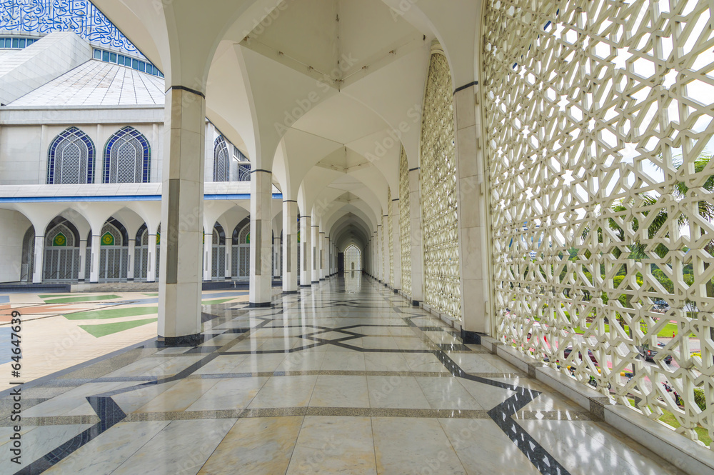 Floor marble reflection at mosque corridor