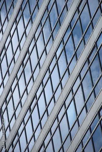 Geometric pattern of windows on glass facade