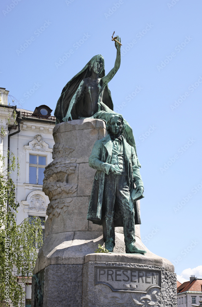 Obraz premium Preseren monument in Ljubljana. Slovenija