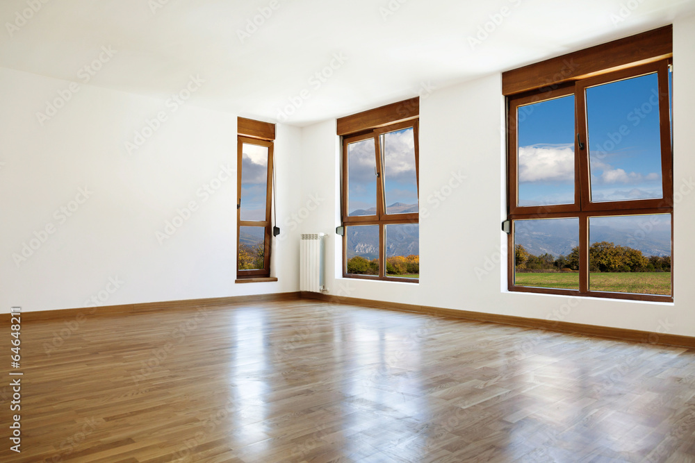 Fototapeta premium Empty interior room and windows
