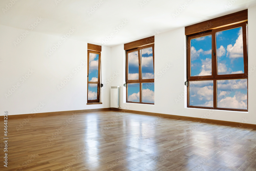 Empty interior room and windows