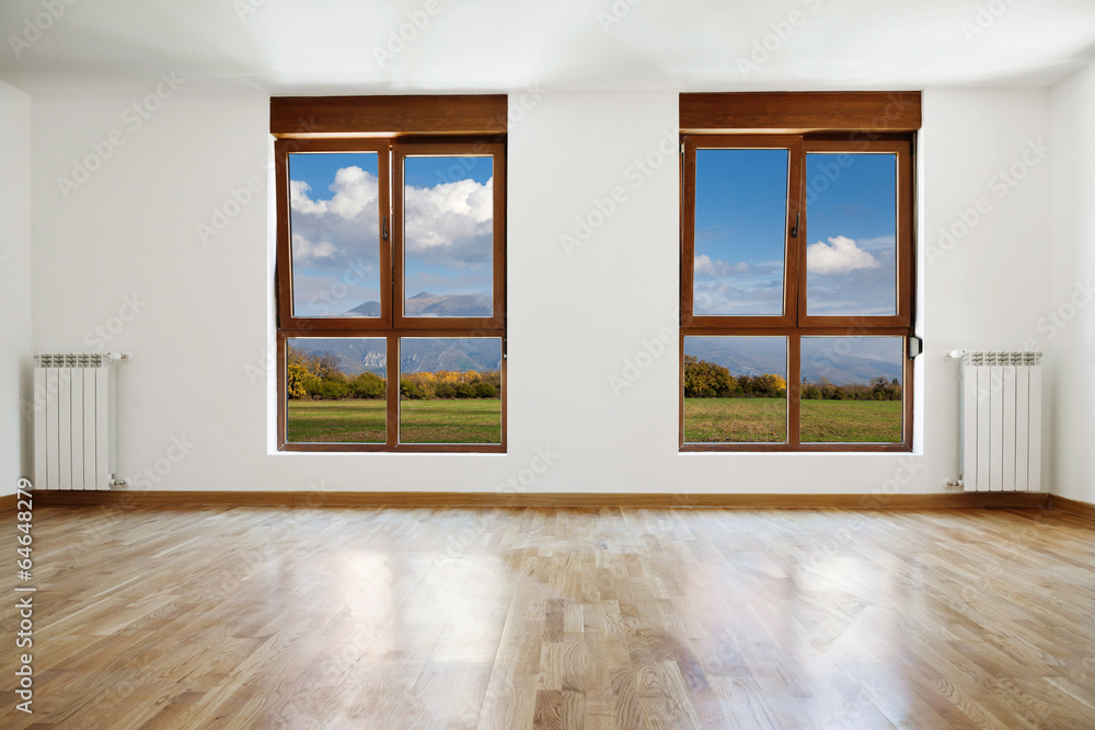 Fototapeta premium Empty interior room and windows