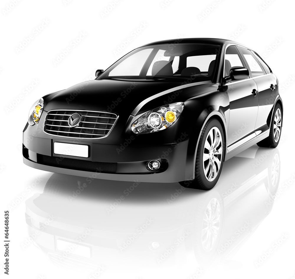 Fototapeta premium Black Sedan 3D Car