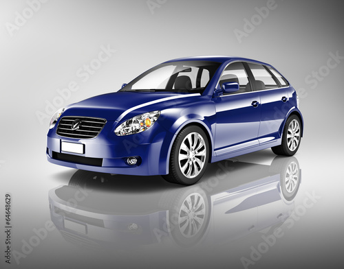 Three-Dimensional Shape Blue Sedan Studio Shot © Rawpixel.com