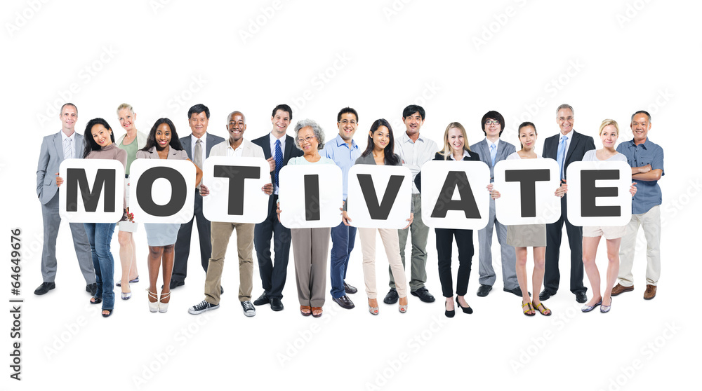 Group of Business People Holding Word Motivate Group of Business People Holding Word Motivate