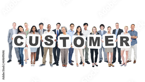 Group of Business People Holding Word Customer