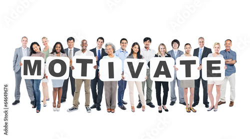 Group of Business People Holding Word Motivate