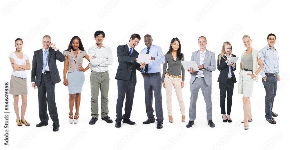 Multiethnic Business People Working in a Row