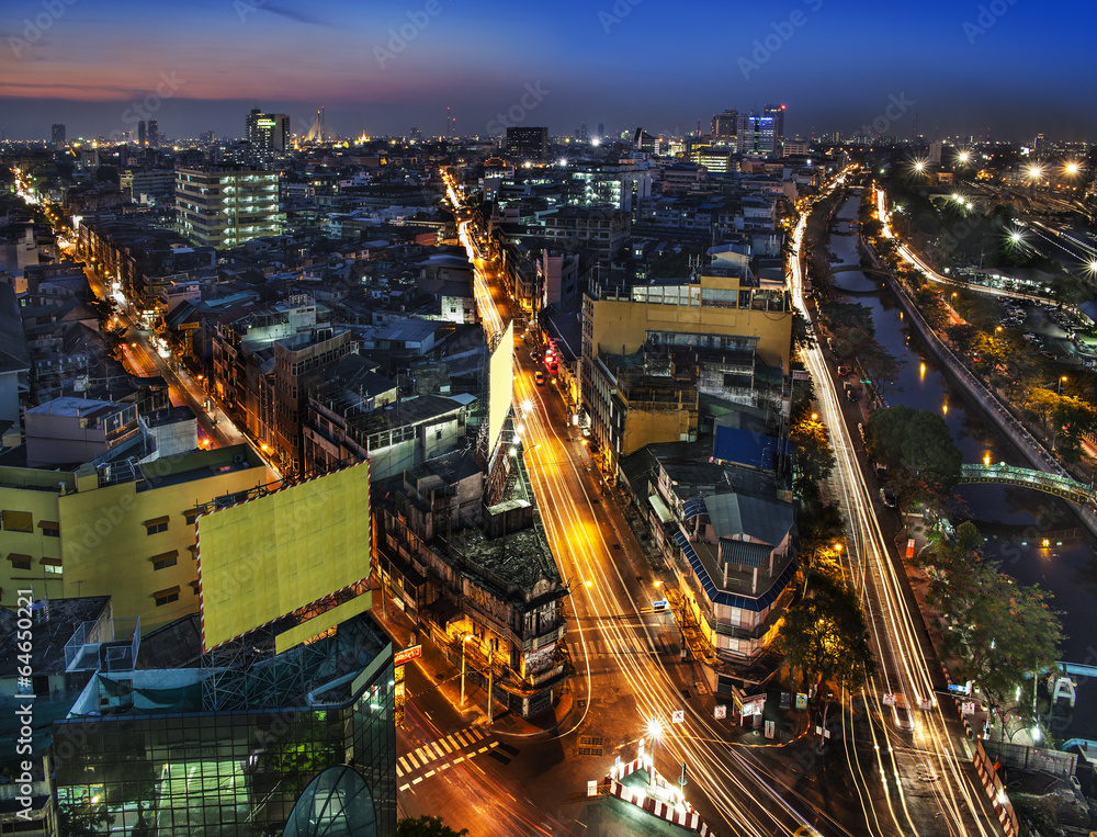 Obraz premium Urban City Skyline, Bangkok, Thailand.