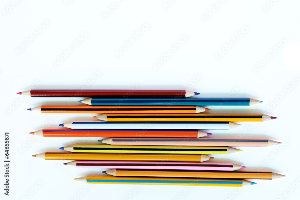Color pencils set on white background