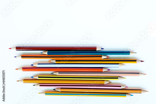 Color pencils set on white background