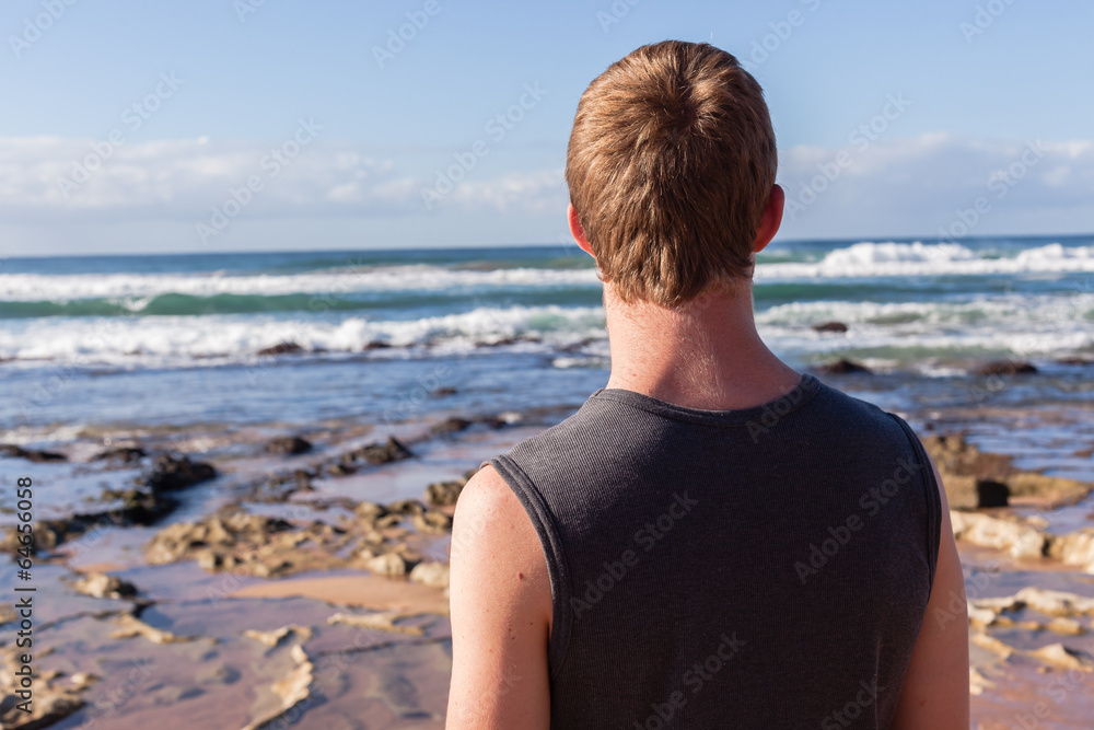 Teen Boy Rear Beach Ocean Teen Boy Rear Beach Ocean