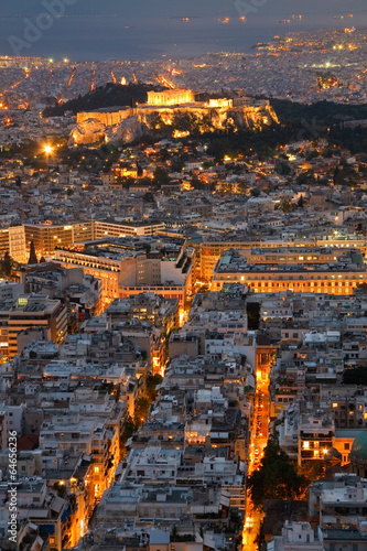 Acropolis as seen from Likabetus Hill, Athens.