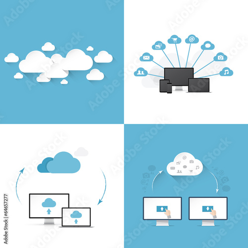 Flat cloud computing vector illustration templates