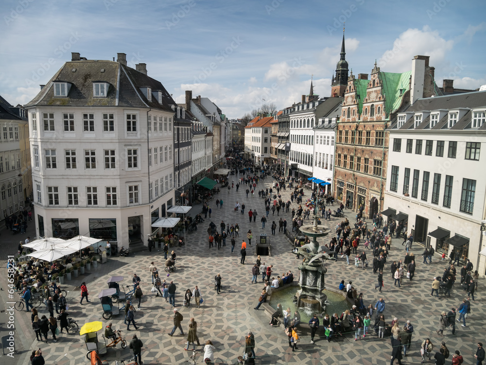Amagertorv - central square in Copenhagen, Denmark - obrazy, fototapety, plakaty 