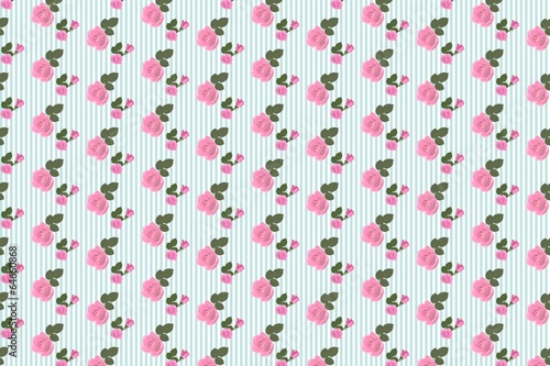 Kitsch floral pattern wallpaper with roses