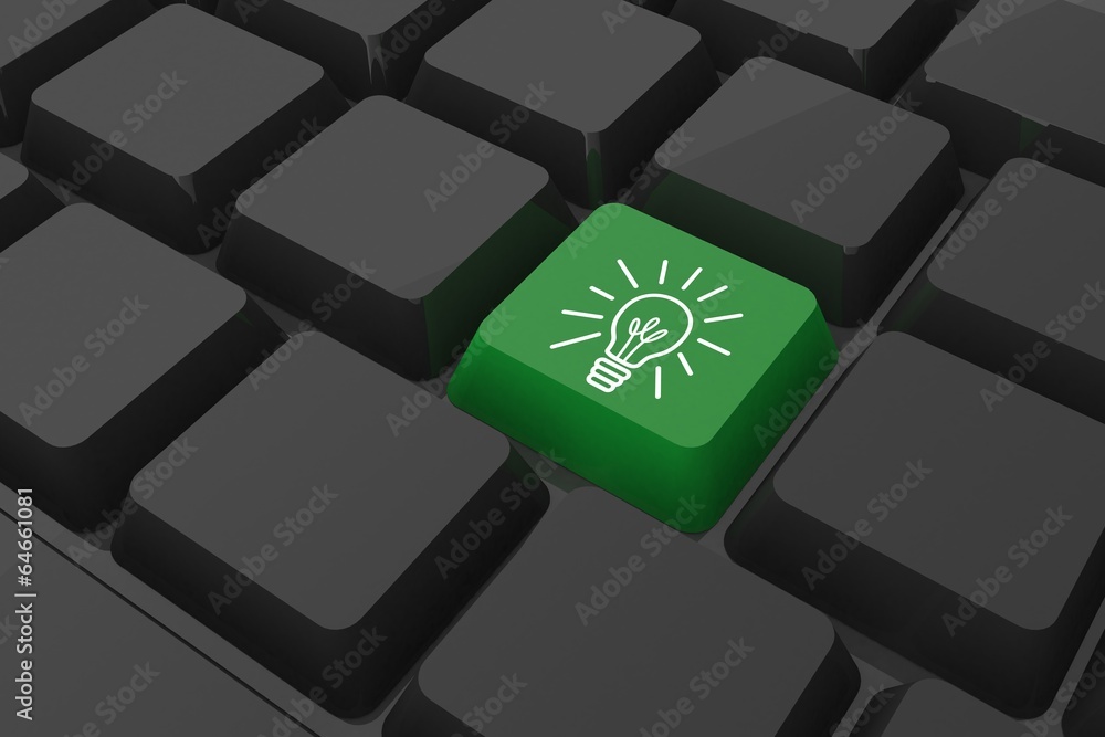Composite image of idea and innovation graphic on key Composite image of idea and innovation graphic on key