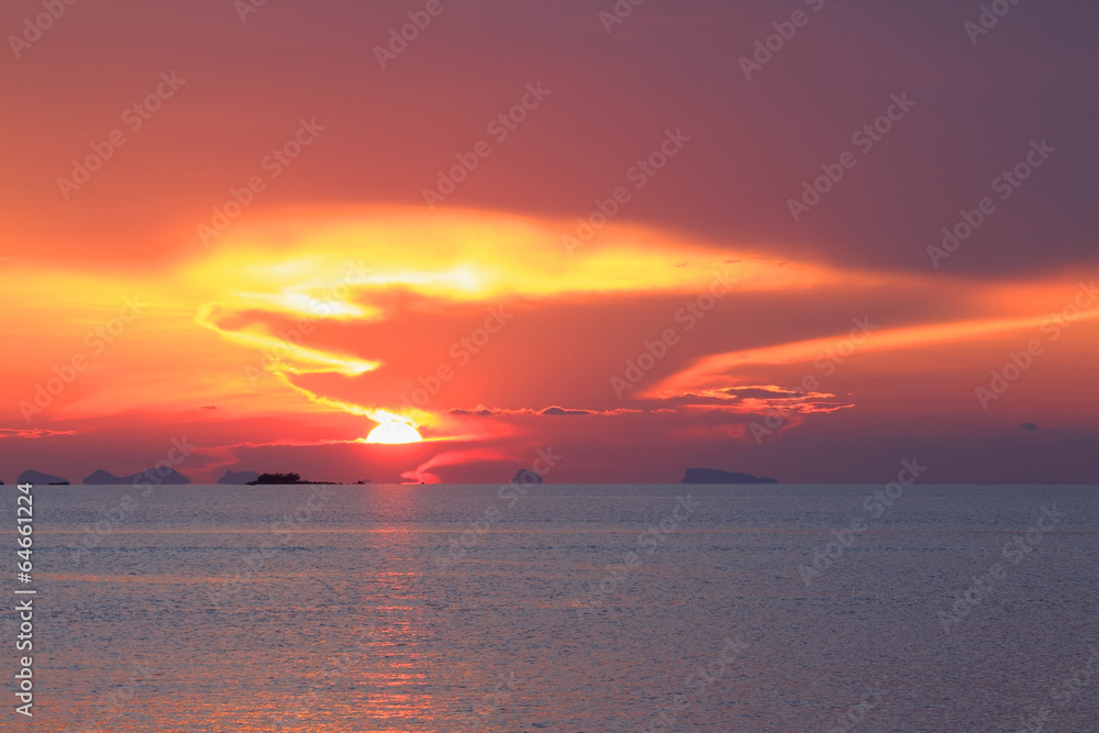  Dramatic pastel sunset sky and tropical sea image