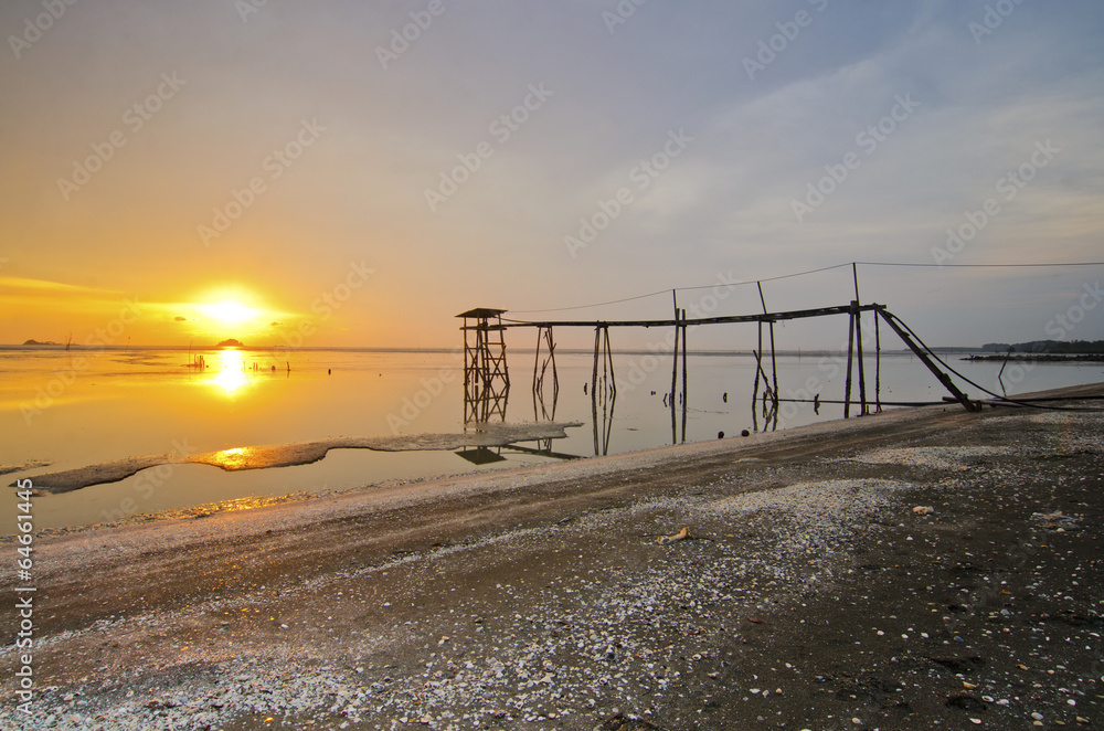 old abandoned fisherman jetty during sunset old abandoned fisherman jetty during sunset