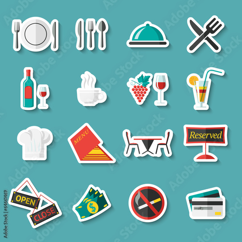 Restaurant icons stickers