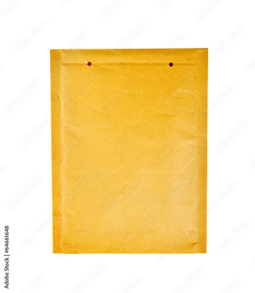 Yellow document envelope on white background Yellow document envelope on white background