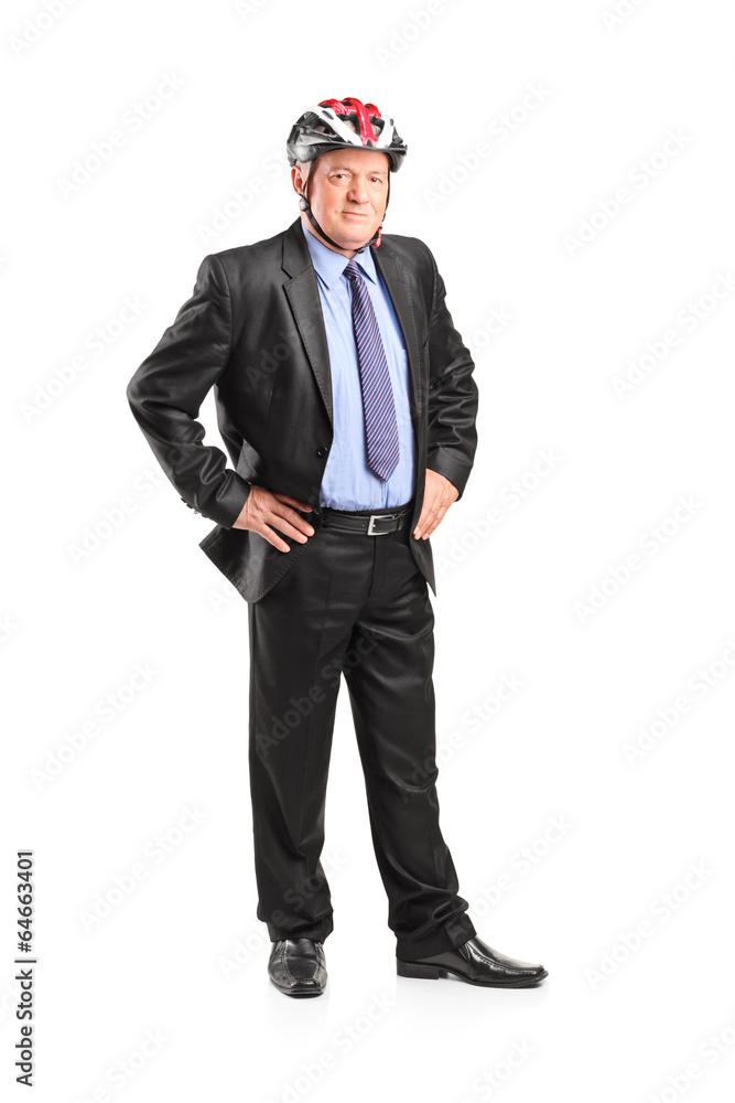 Mature businessman with sports helmet