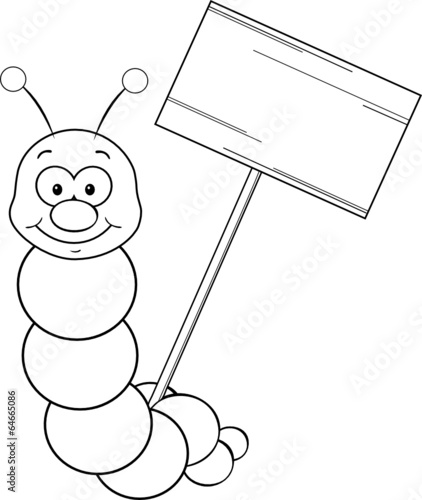 Raupe hält Schild Ausmalbild