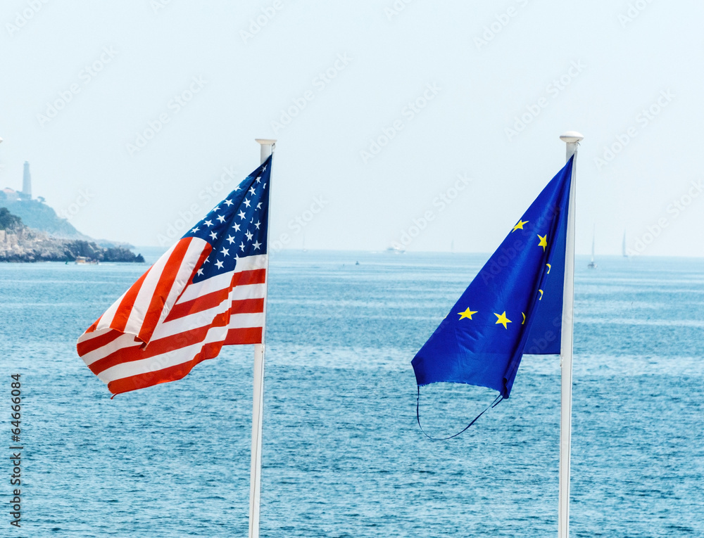 Fototapeta premium the eu, france and the usa flag