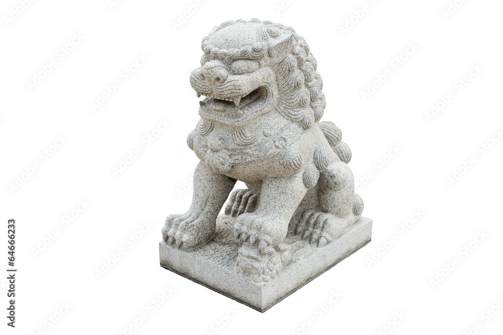 Chinese Imperial Lion Statue, Isolated on white background