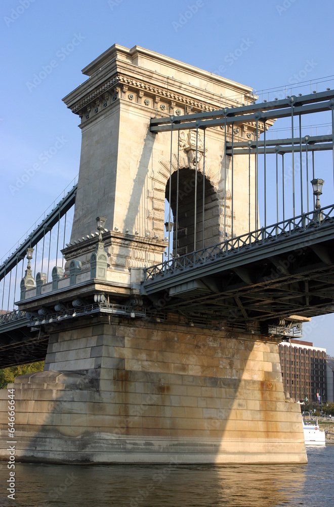 Szechenyi Chain Bridge over Danube river in Budapest