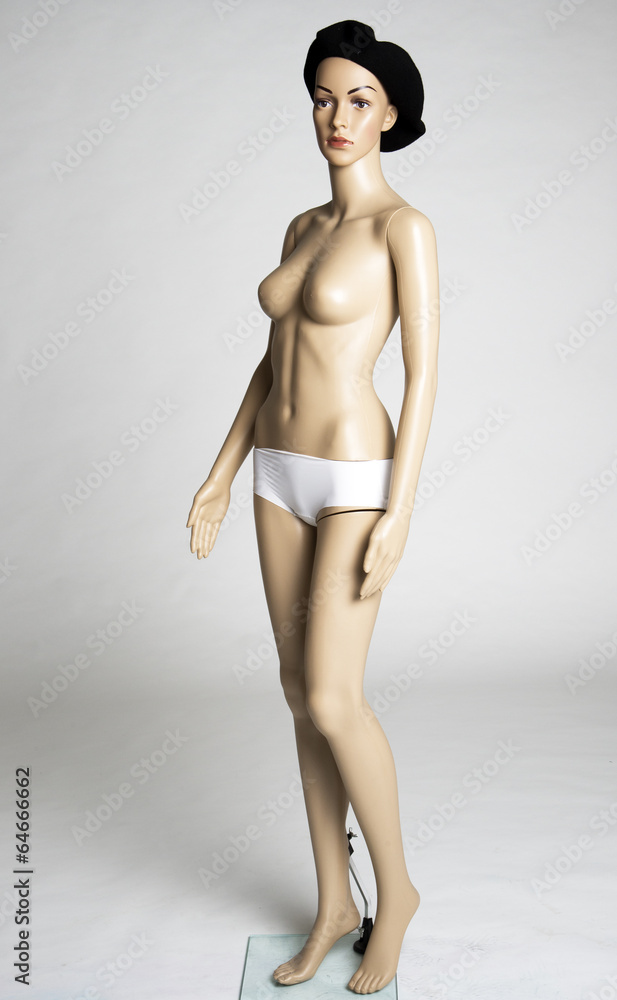 Female manikin model used for modelling clothes in a shop Female manikin model used for modelling clothes in a shop